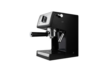 Coffee machine on a white background. Espresso coffee maker close-up isolated on a white background.