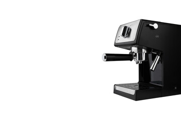 Coffee machine on a white background. Espresso coffee maker close-up isolated on a white background.