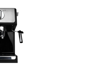 Coffee machine on a white background. Espresso coffee maker close-up isolated on a white background.