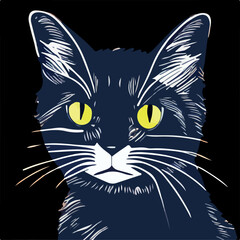 Isolated Beautiful Cat portrait illustration