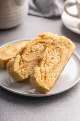 Sweet pie with nut flavor on plate.