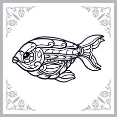 Goldfish zentangle arts isolated on white background