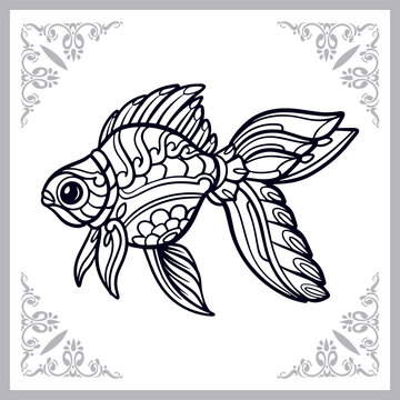 Goldfish zentangle arts isolated on white background