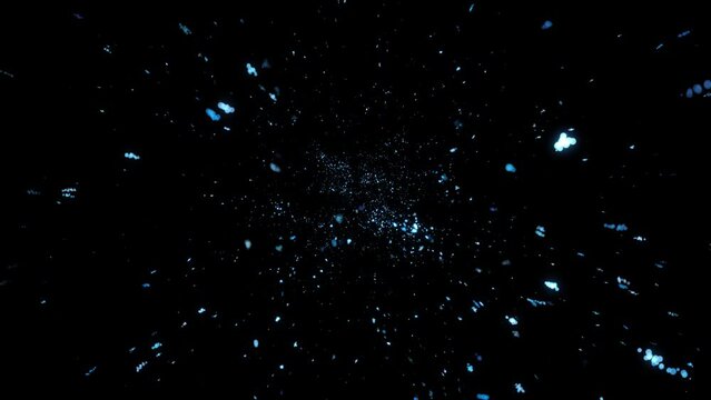 4K Explosion effect. Festive Fireworks. Isolated on black background. Floating sparkles. Glowing Particles. Overlay. 60 fps