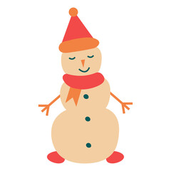 Snowman in cartoon style. Element for creating Christmas and New Year's design.