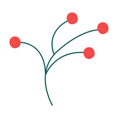 Branch with winter berries in a cartoon style. Element for creating Christmas and New Year's design.