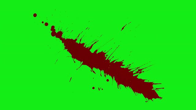 Three different animations of Blood spatter on a green background. Halloween elements. Blood splatter with green screen. Key color, color key background. 4K video