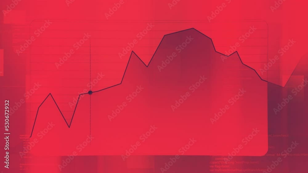 Aufkleber red graph of danger. motion. red chart with moving dot on graph. dangerous value on moving analytics