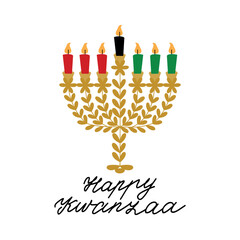 Happy Kwanzaa. African American holidays card. Traditional Kwanzaa symbols.