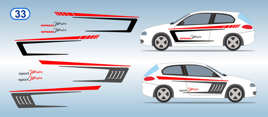 Car side door sticker stripe design. Auto vinyl decal template. Suitable for printing or cutting.
Scaling without loss of quality for different car model.
