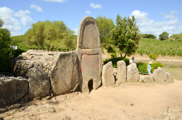Giants' grave of Coddu Vecchiu, a Nuragic funerary monument located near Arzachena in northern Sardinia, dating from the Bronze Age.