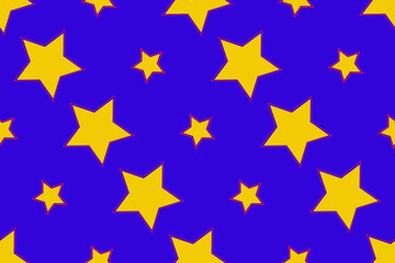 Fototapeta premium Seamless pattern with yellow stars on blue background Vector illustration Texture for wrapping and fabric