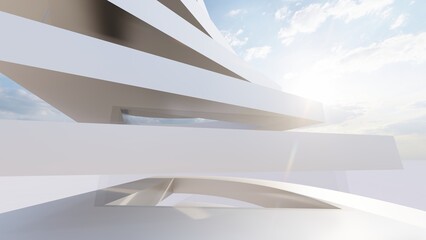 Futuristic white architecture background 3d render