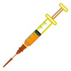 yellow syringe with orange syrum