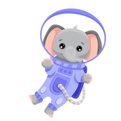 Animal Astronaut in space suit for birthday flyer, kids print and baby shower. Cartoon illustration for you design. Alpaca, Lion, Koala, Deer, Cat, Elephant, Panda, Tiger, Raccoon, Horse, fox, rabbit