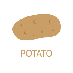 card with potato inscription. Natural organic nutrition. Vector illustration. Stock Image. 