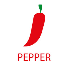 Flat picture with red pepper. Natural organic nutrition. Vector illustration. Stock Image.