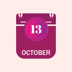 13 october, october calendar icon with date
