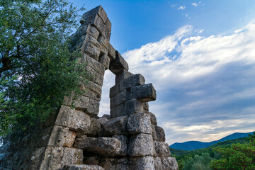 Ruins of the Arcadian gate and walls near ancient Messene