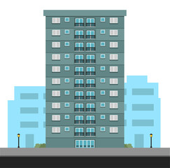 Apartment Building and City Illustration