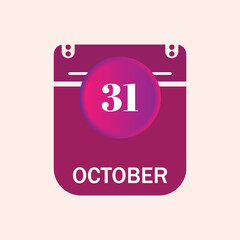 31 october, october calendar icon with date