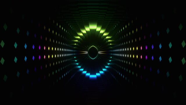 VJ loop 120 BPM colorful light tunnel 4k60p infinite loop