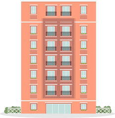 Residential house with a private garden and penthouse apartments icon set graphic illustration 