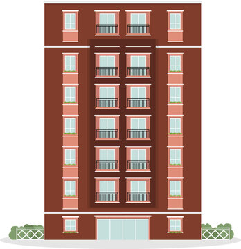 Residential house with a private garden and penthouse apartments icon set graphic illustration 