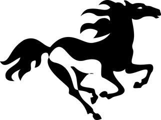 Silhouette of galloping horse. Black icon on white