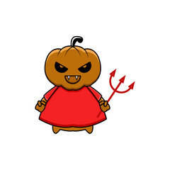 vector illustration of halloween pumpkin holding a stick