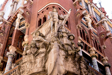 Sculpture in the facade of the Music Palace in Barcelona 