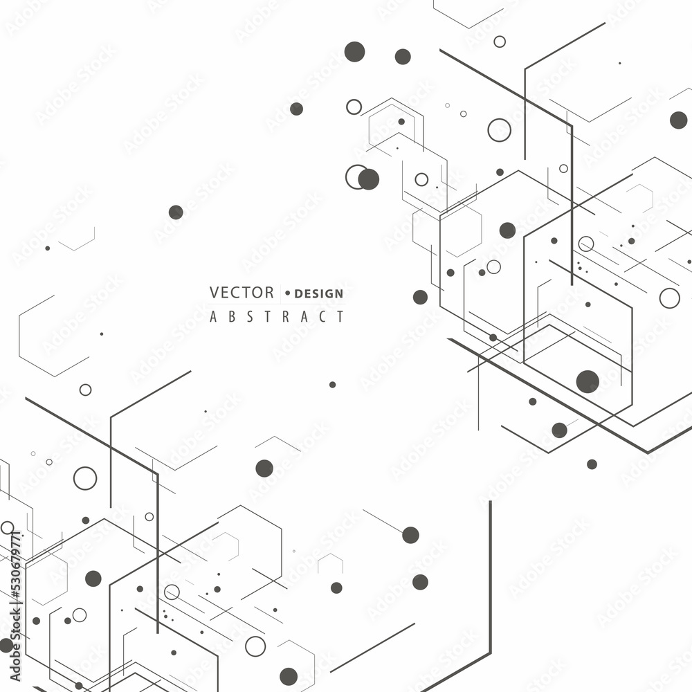 Poster Abstract hexagons genetic, science, chemical pattern. Technology geometric carcass. Vector connection and social network. Concept with lines and dots