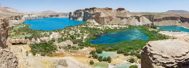 Beautiful blue lake of Band-e Amir National Park, one of the main tourist attractions in Afghanistan