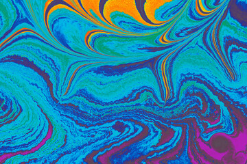 Abstract creative round marble pattern texture. Traditional art of Ebru marbling