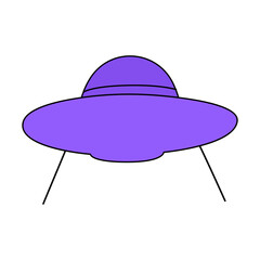 Purple alien ship. Vector ufo illustration on isolated background. 