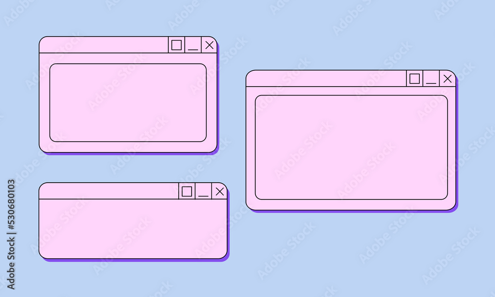 Wall mural set of retro y2k digital screen user interface. vector illustration on isolated background. old comp
