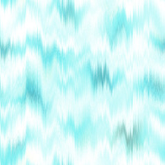 Washed teal blurry wavy ikat seamless pattern. Aquarelle effect boho fashion fabric for coastal nautical stripe wallpaper background. Stripe with blurry gradient tileable swatch.