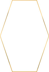 Gold geometrical polyhedron, art deco style, luxury templates, decorative pattern, modern abstract elements, isolated on transparent background.