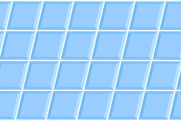 Blue square tile in diagonal arrangement. Bathroom or toilet ceramic wall or floor texture. Interior or exterior mosaic background. Indoor or outdoor surface decoration seamless pattern.