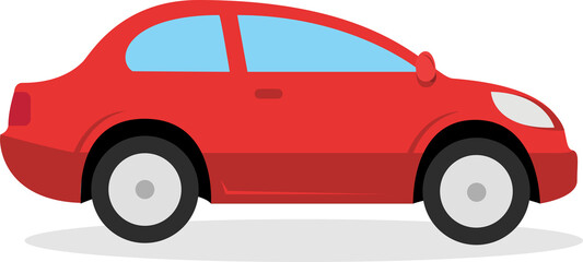Red Sedan Car side view. Auto, lifestyle, travel. Transport concept. illustration can be used for topics like road, travelling, city
