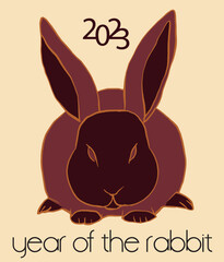 Multi-colored New Year's rabbit. Year of the rabbit 2023. Vector graphics.