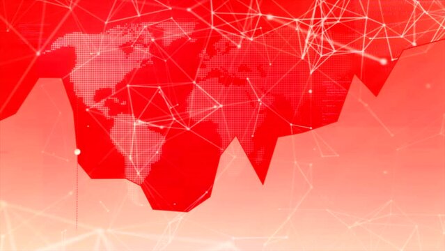 Red graph of danger. Motion. Red chart with moving dot on graph. Dangerous value on moving analytics chart. Analysis of economic or global threat