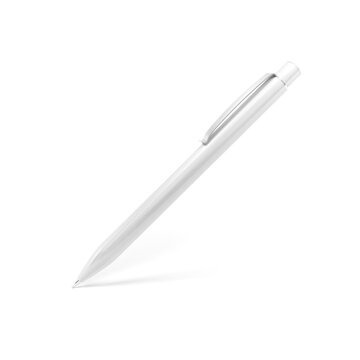 White pen isolated on white background. Open. Pen mockup. 3d illustration.