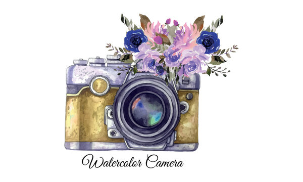 Watercolor Abstract Camera Logo. watercolor art camera logo