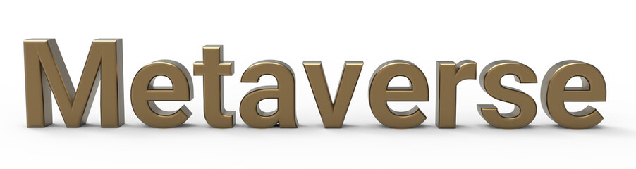 Metaverse 3D Gold Text on White Background