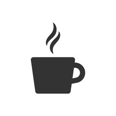 Cup cofee icon. Silhouette tea cup symbol, espresso sign in png flat style.