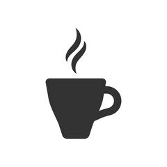 Cup cofee icon. Silhouette tea cup symbol, espresso sign in png flat style.