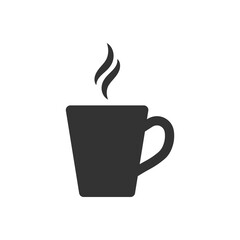 Cup cofee icon. Silhouette tea cup symbol, espresso sign in png flat style.