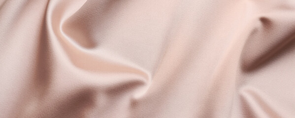 Texture of beige fabric as background, top view