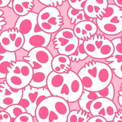 Cartoon doodle seamless Halloween skulls pattern for wrapping paper and clothes print and kids accessories